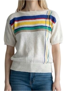 Vintage Koret striped short sleeve boat neck sweater top excellent condition